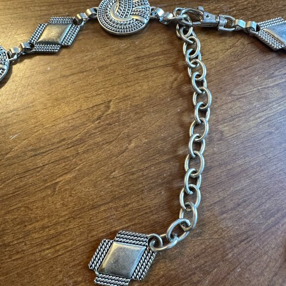 Silver Tone Belt Textured Stations with Silver Geometric Shapes Brighton Inspire - Picture 7 of 13